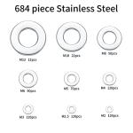 684-Piece Stainless Steel Washer Assortment Set