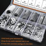 304 Stainless Steel Flat Washers Assorted Kit - 900 Pieces
