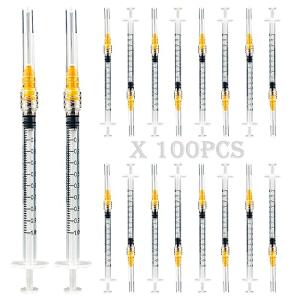 1ml Luer Lock Syringe with 25Ga Needles - 100 Pack
