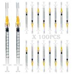 1ml Luer Lock Syringe with 25Ga Needles - 100 Pack