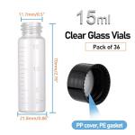 36-Pack 15ml Glass Vials with Lids & Scale