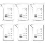 QWORK 6-Pack Borosilicate Glass Beakers, 50ml