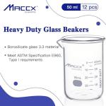 Maccx 50ml Borosilicate Glass Beaker, Pack of 12