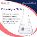 250mL Borosilicate Glass Conical Flask Set of 6