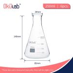250mL Borosilicate Glass Conical Flask Set of 6