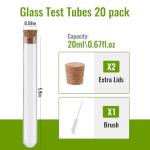 15x150mm Glass Test Tubes with Cork Stoppers, 20 Pack