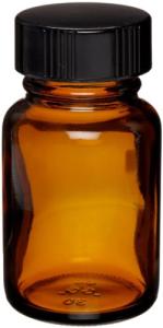 Amber Glass Packer Bottle, 1oz Capacity, Case of 24