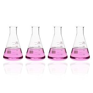 4-Pack 250ml Narrow Mouth Glass Erlenmeyer Flasks