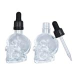 Gaussra Skull Glass Dropper Bottles with Funnel - 2 Pack