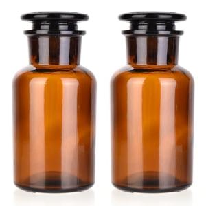 2-Pack 250ml Wide Mouth Glass Reagent Bottles