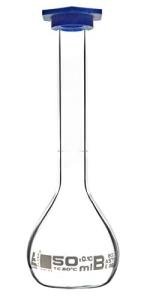 50ml EISCO Volumetric Flask with Blue Cap