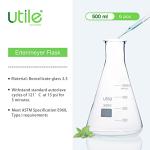 500ml Borosilicate Erlenmeyer Flask Set, 6pcs