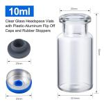 200 Pack 10ml Clear Glass Lab Vials