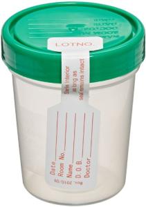 Set of 3 Sterile Specimen Cups with Screw Cap