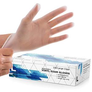 Large Powder-Free Clear Vinyl Exam Gloves - 100 Pack