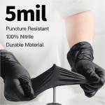 Black Nitrile Exam Gloves, Food Safe, 100 Pack