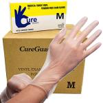 Cureguard Medium Vinyl Exam Gloves - Case of 1000