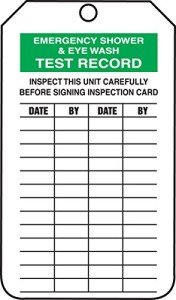 Accuform Emergency Shower and Eyewash Test Tags