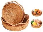 Set of 2 Round Wicker Serving Baskets
