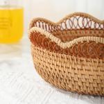 Set of 2 Round Wicker Serving Baskets