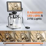 7" LCD Digital Microscope 1200X with 10 LEDs