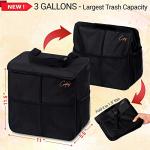 Large Leakproof Car Trash Can - 3 Gal, Black