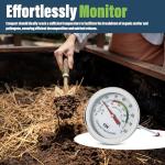 Stainless Steel Compost Thermometer with Dial Probe