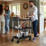 YITAHOME 3-Tier Folding Utility Cart with Wheels