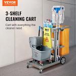 VEVOR 3-Shelf Janitorial Cleaning Cart with Bag