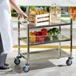 Stainless Steel 3-Tier Serving Trolley Cart
