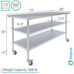 Stainless Steel Utility Work Table with Wheels