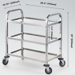 Stainless Steel 3-Tier Serving Trolley Cart
