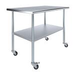 Stainless Steel Work Table with Wheels and Under-Shelf