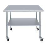 Stainless Steel Work Table with Wheels and Under-Shelf