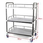 3-Tier Stainless Steel Rolling Trolley Cart