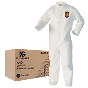 KleenGuardâ„¢ A40 White Coveralls, Zipper Front, Large