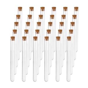 30 Transparent Plastic Test Tubes with Cork Stoppers