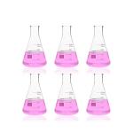 6pcs 250ml Glass Erlenmeyer Flasks with Graduations