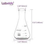 6pcs 250ml Glass Erlenmeyer Flasks with Graduations