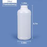 Wide Mouth PE Plastic Lab Reagent Bottles - 34oz