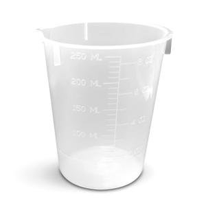 250ml Clear Plastic Beakers with Pour Spout - Set of 50