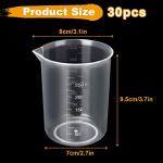 30PCS 250ml Plastic Measuring Beakers, Tapered Spout