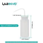 6-Pack 500ml Wide-Mouth Safety Wash Bottles
