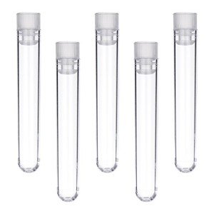 50 Clear Plastic Test Tubes with Push Caps