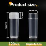 120 Pack 5 ML Plastic Sample Bottles with Caps