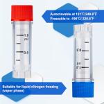 CryoKING 500 Pcs Cryogenic Vials 1.0ml Red Caps