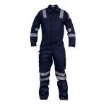 Hi-Vis Coveralls with Leg Zipper - Navy Blue 3XL