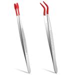 Rubber Tipped Precision Tweezers Set, 2 Pcs