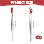 Rubber Tipped Precision Tweezers Set, 2 Pcs