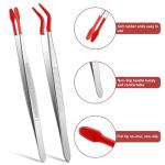 Rubber Tipped Precision Tweezers Set, 2 Pcs